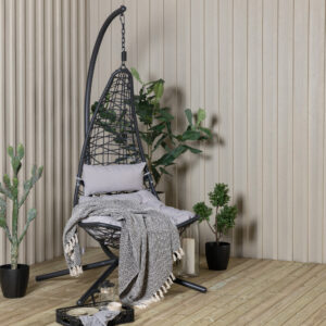 Edinburgh – Fauteuil suspendu – Noir, Gris – 130 x 205 x 132 cm