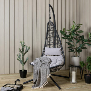 Edinburgh – Fauteuil suspendu – Noir, Gris – 130 x 205 x 132 cm