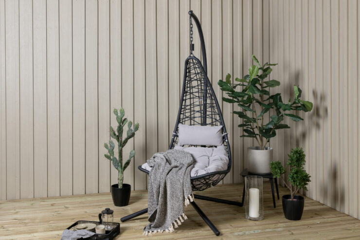 Edinburgh – Fauteuil suspendu – Noir, Gris – 130 x 205 x 132 cm