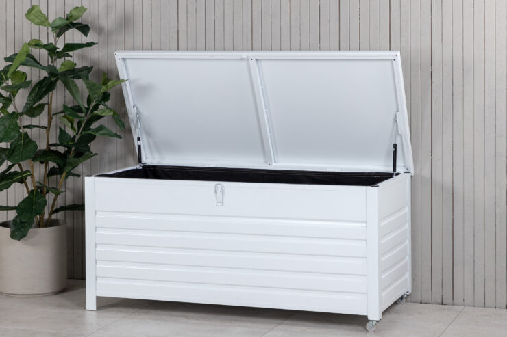 Elsa – Coffre à coussins – Blanc – 60 x 60 x 130 cm