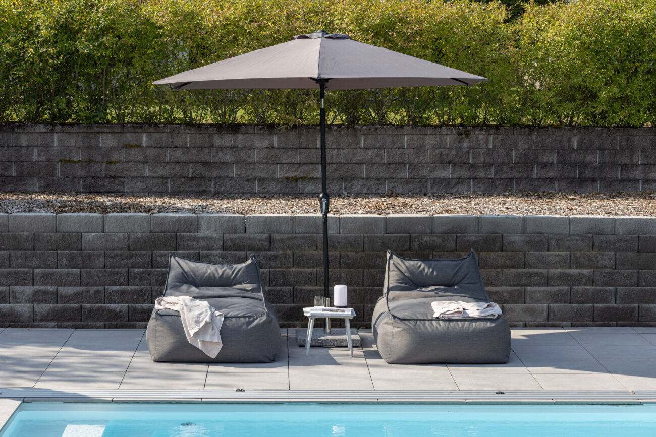 Leeds – Parasol – Noir, Gris – ⌀300 cm