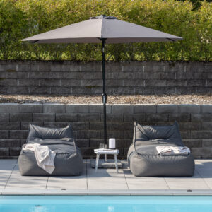 Leeds – Parasol – Noir, Gris – ⌀300 cm