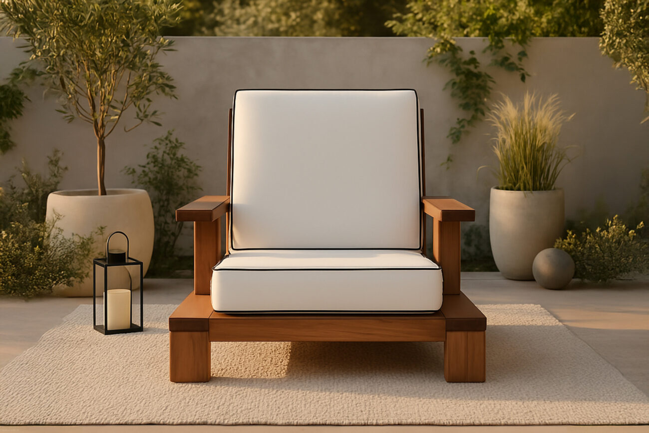 Daria – Fauteuil lounge – Blanc, Marron – 92 x 70 x 100 cm