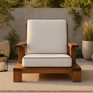 Daria – Fauteuil lounge – Blanc, Marron – 92 x 70 x 100 cm