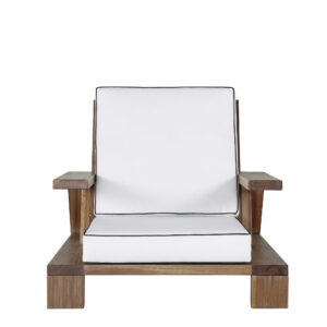 Daria – Fauteuil lounge – Blanc, Marron – 92 x 70 x 100 cm