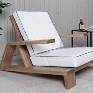 Daria – Fauteuil lounge – Blanc, Marron – 92 x 70 x 100 cm