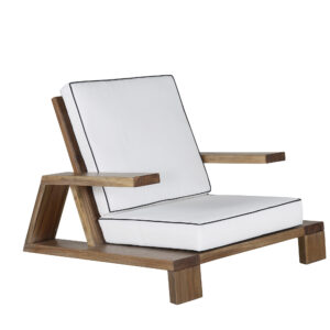 Daria – Fauteuil lounge – Blanc, Marron – 92 x 70 x 100 cm