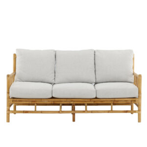 Cane – Canapé 3 places – Naturel, Gris clair – 77 x 88 x 180 cm