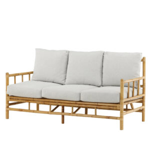 Cane – Canapé 3 places – Naturel, Gris clair – 77 x 88 x 180 cm