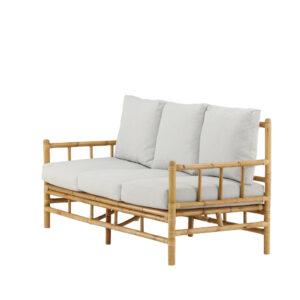 Cane – Canapé 3 places – Naturel, Gris clair – 77 x 88 x 180 cm
