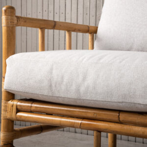 Cane – Canapé 3 places – Naturel, Gris clair – 77 x 88 x 180 cm