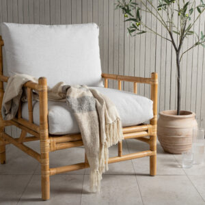 Cane – Armchair – Naturel, Gris clair, Gris – 77 x 88 x 78 cm