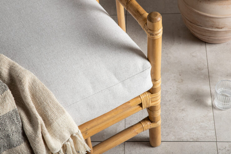 Cane – Armchair – Naturel, Gris clair, Gris – 77 x 88 x 78 cm
