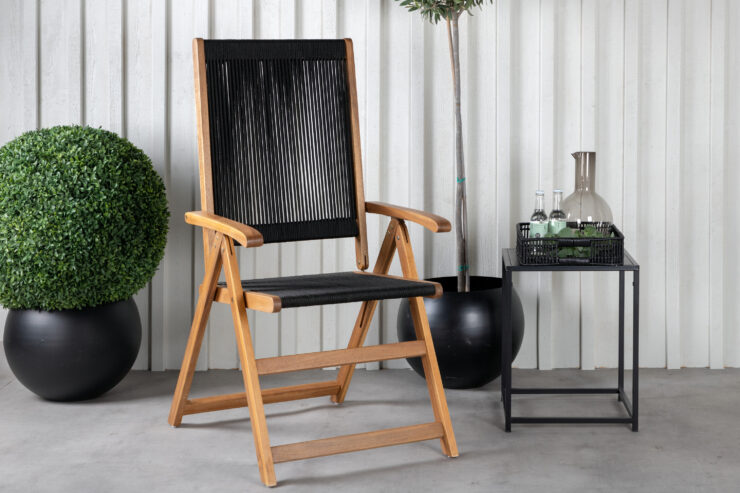 Little John – Chaise de salle à manger – Noir, Naturel – 74 x 106 x 56,8 cm