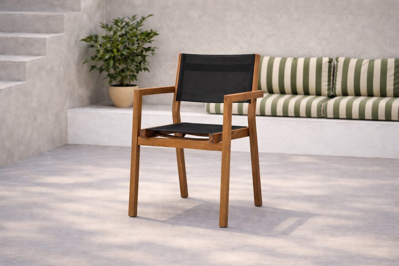 Venice – Chaise de salle à manger – Noir, Naturel – 60 x 85 x 61 cm