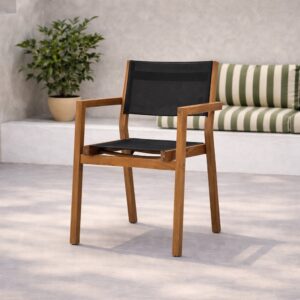 Venice – Chaise de salle à manger – Noir, Naturel – 60 x 85 x 61 cm