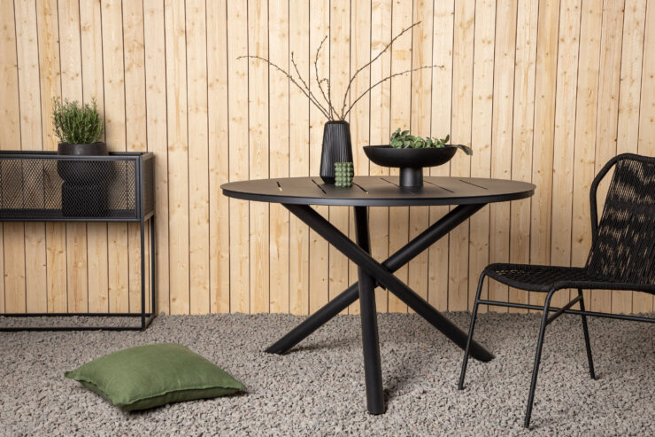 Alma – Table à manger ronde – Noir – ⌀120 cm
