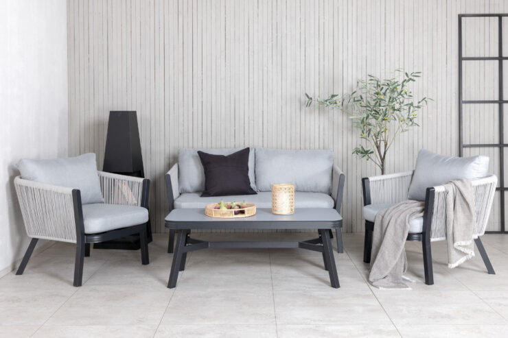 Virya – Salon canapé – Noir, Gris