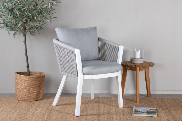 Virya – Chaise de salle à manger – Gris, Blanc – 63 x 73 x 60 cm