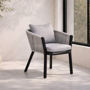 Virya – Chaise de salle à manger – Noir, Gris clair – 63 x 73 x 60 cm