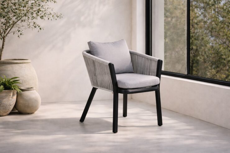 Virya – Chaise de salle à manger – Noir, Gris clair – 63 x 73 x 60 cm