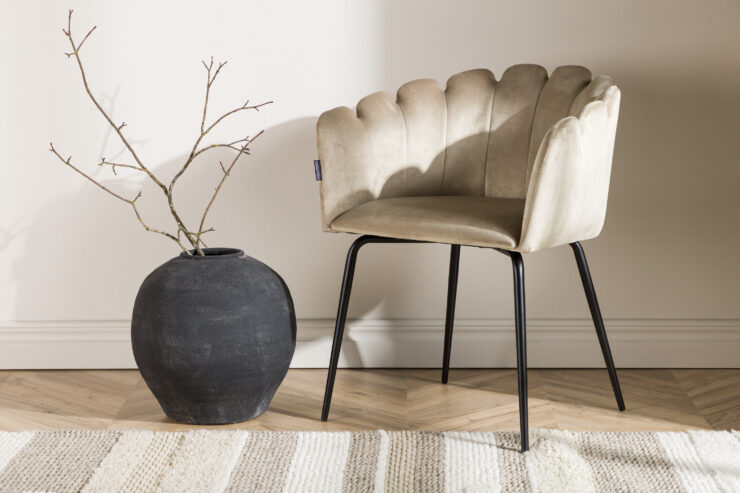 Limhamn – Chaise de salle à manger – Beige, Noir – 54 x 77 x 61 cm