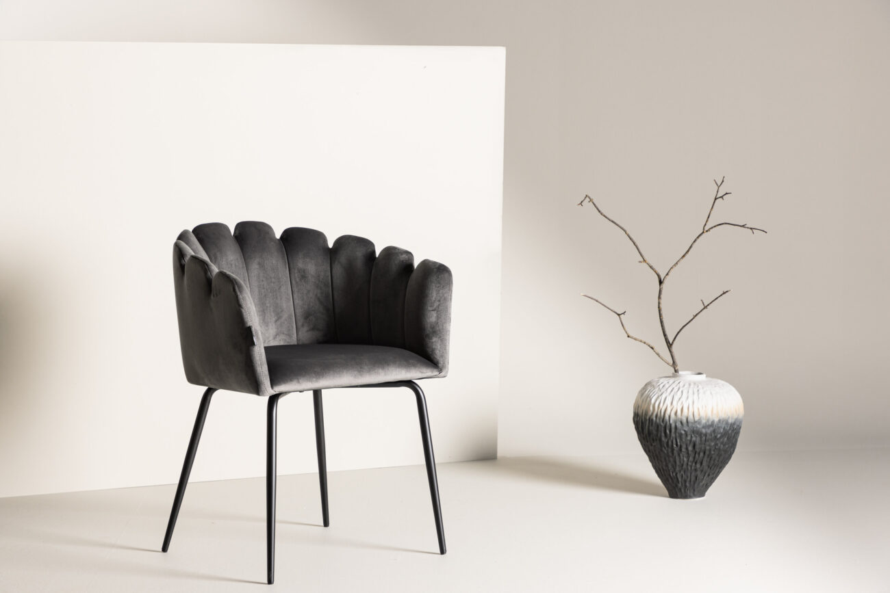 Limhamn – Chaise de salle à manger – Noir, Gris – 54 x 77 x 61 cm