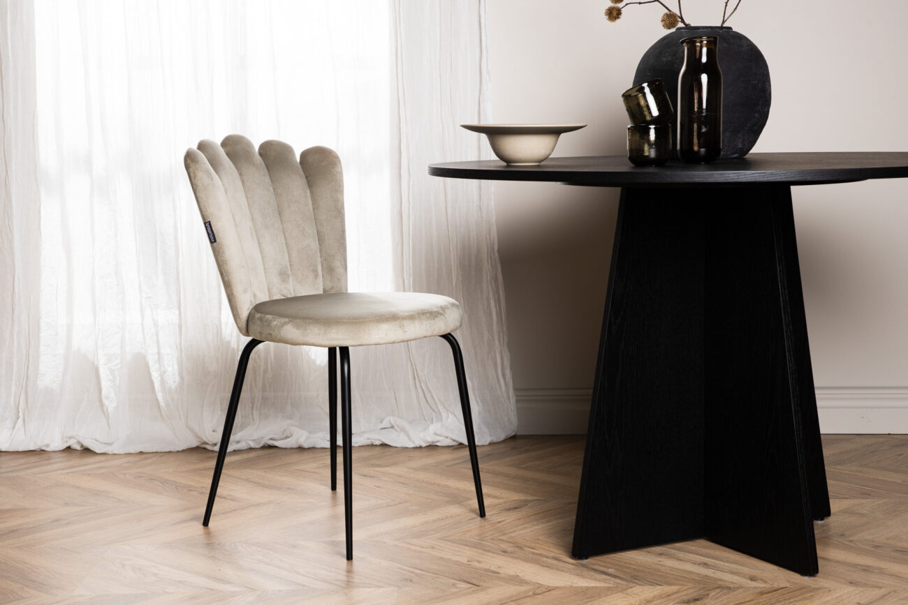 Limhamn – Chaise de salle à manger – Beige, Noir – 42 x 82 x 44 cm