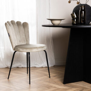 Limhamn – Chaise de salle à manger – Beige, Noir – 42 x 82 x 44 cm