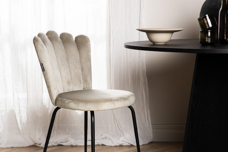 Limhamn – Chaise de salle à manger – Beige, Noir – 42 x 82 x 44 cm