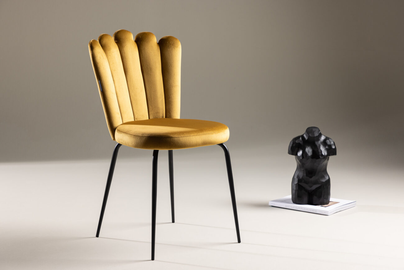 Limhamn – Chaise de salle à manger – Noir, Jaune – 54 x 83 x 45 cm
