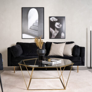 Österlen – Table basse – Transparent, Doré – 100 x 100 cm