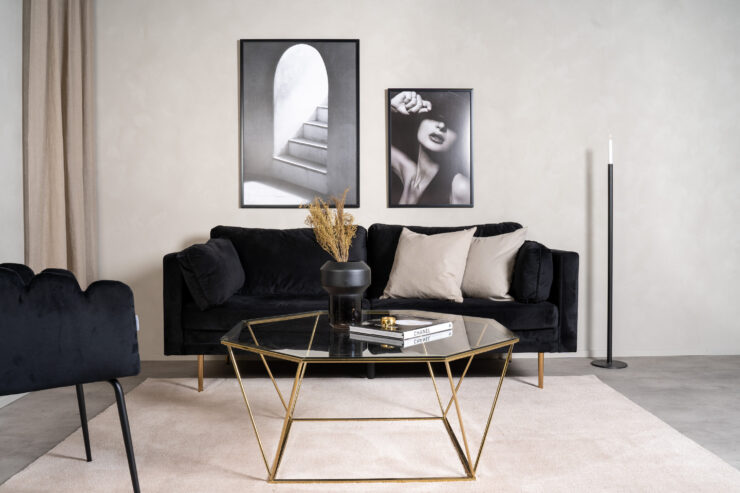 Österlen – Table basse – Transparent, Doré – 100 x 100 cm