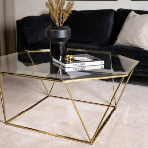 Österlen – Table basse – Transparent, Doré – 100 x 100 cm