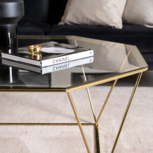 Österlen – Table basse – Transparent, Doré – 100 x 100 cm