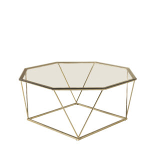 Österlen – Table basse – Transparent, Doré – 100 x 100 cm