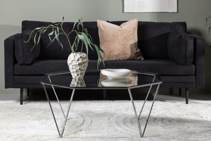 Österlen – Table basse – Transparent, Argenté – ⌀100 cm