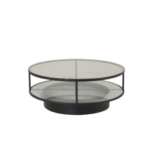 Falsterbo – Table basse – Noir, Transparent – ⌀100 cm