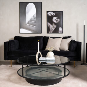 Falsterbo – Table basse – Noir, Transparent – ⌀100 cm