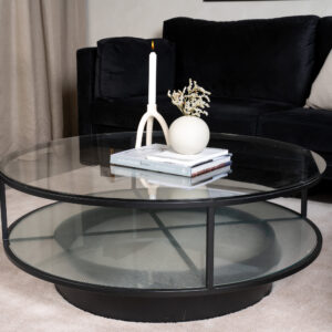 Falsterbo – Table basse – Noir, Transparent – ⌀100 cm