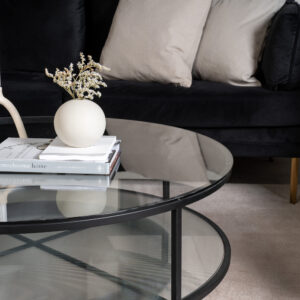 Falsterbo – Table basse – Noir, Transparent – ⌀100 cm