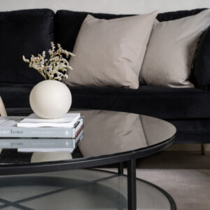 Falsterbo – Table basse – Noir, Transparent – ⌀100 cm