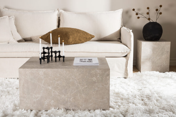 York – Table basse – Beige – 80 x 60 cm