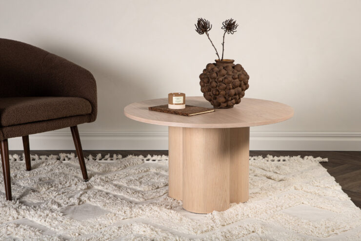 Olivia – Table basse – Blanchi – ⌀80 cm
