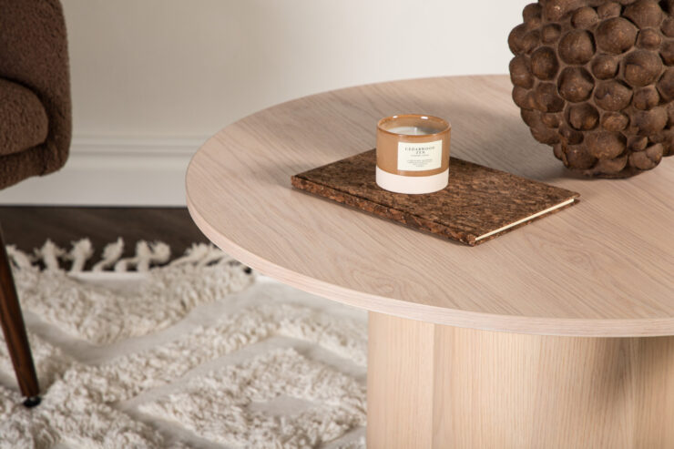 Olivia – Table basse – Blanchi – ⌀80 cm