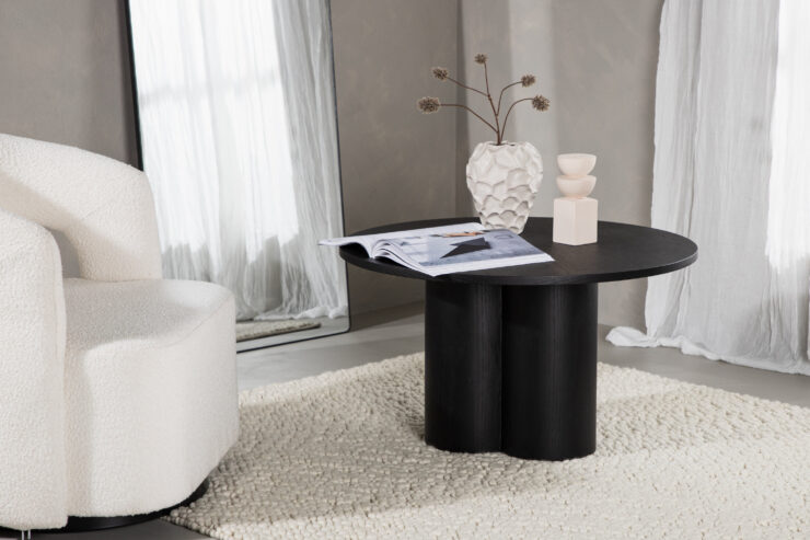 Olivia – Table basse – Noir – ⌀80 cm