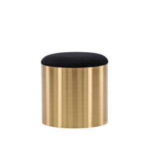 Puff – Pouf – Noir, Doré – ⌀45 cm