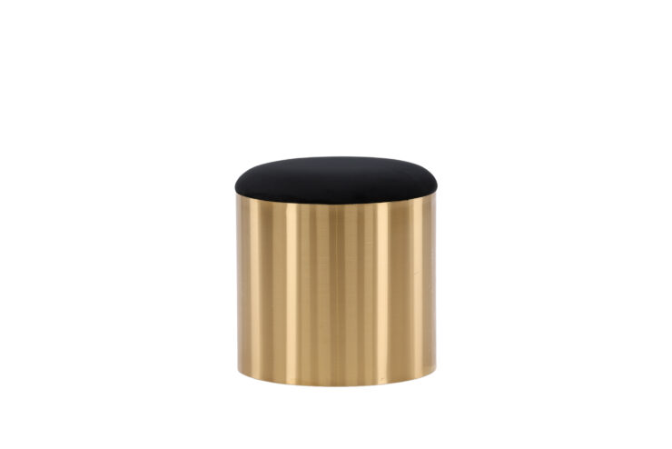 Puff – Pouf – Noir, Doré – ⌀45 cm