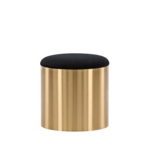 Puff – Pouf – Noir, Doré – ⌀45 cm