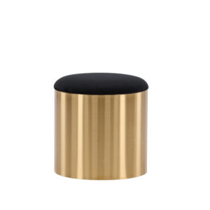Puff – Pouf – Noir, Doré – ⌀45 cm